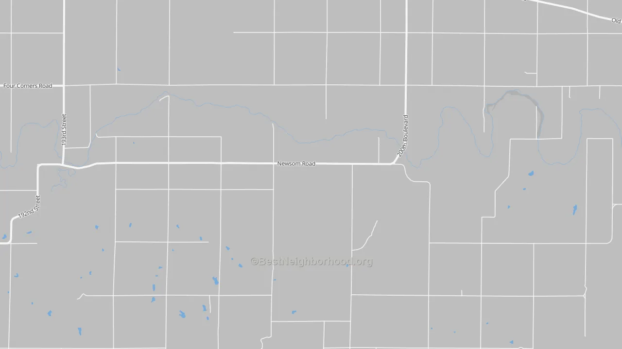 Walk Grade map of Dubuque, KS, walkable areas in green and car-dependent areas in red