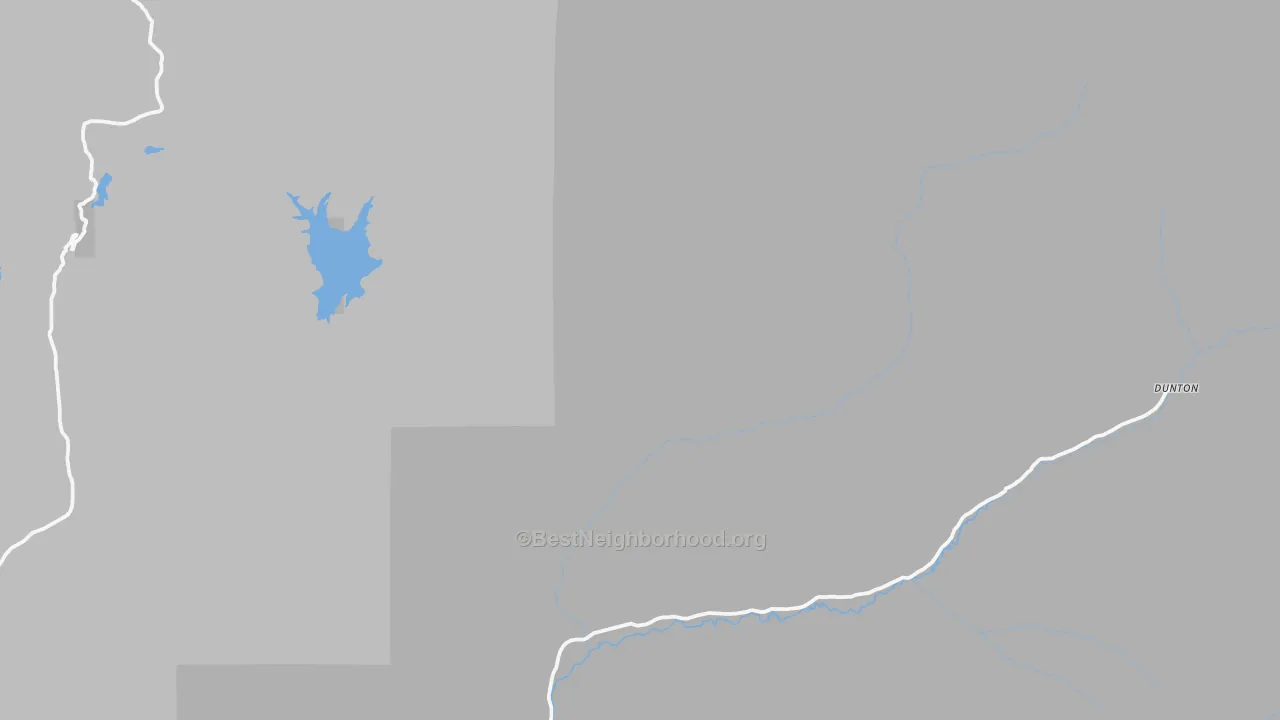 Walk Grade map of Dunton, CO, walkable areas in green and car-dependent areas in red