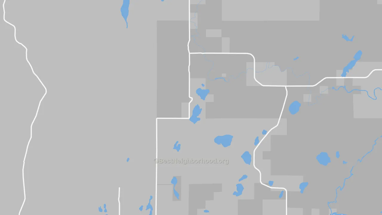 Walk Grade map of Duxbury, MN, walkable areas in green and car-dependent areas in red