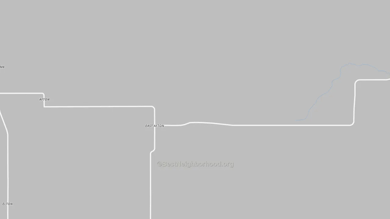 Walk Grade map of East Afton, TX, walkable areas in green and car-dependent areas in red