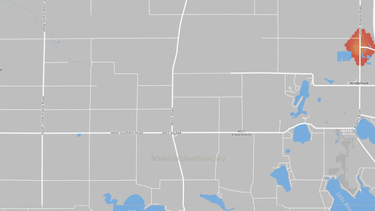 Walk Grade map of East Gilead, MI, walkable areas in green and car-dependent areas in red