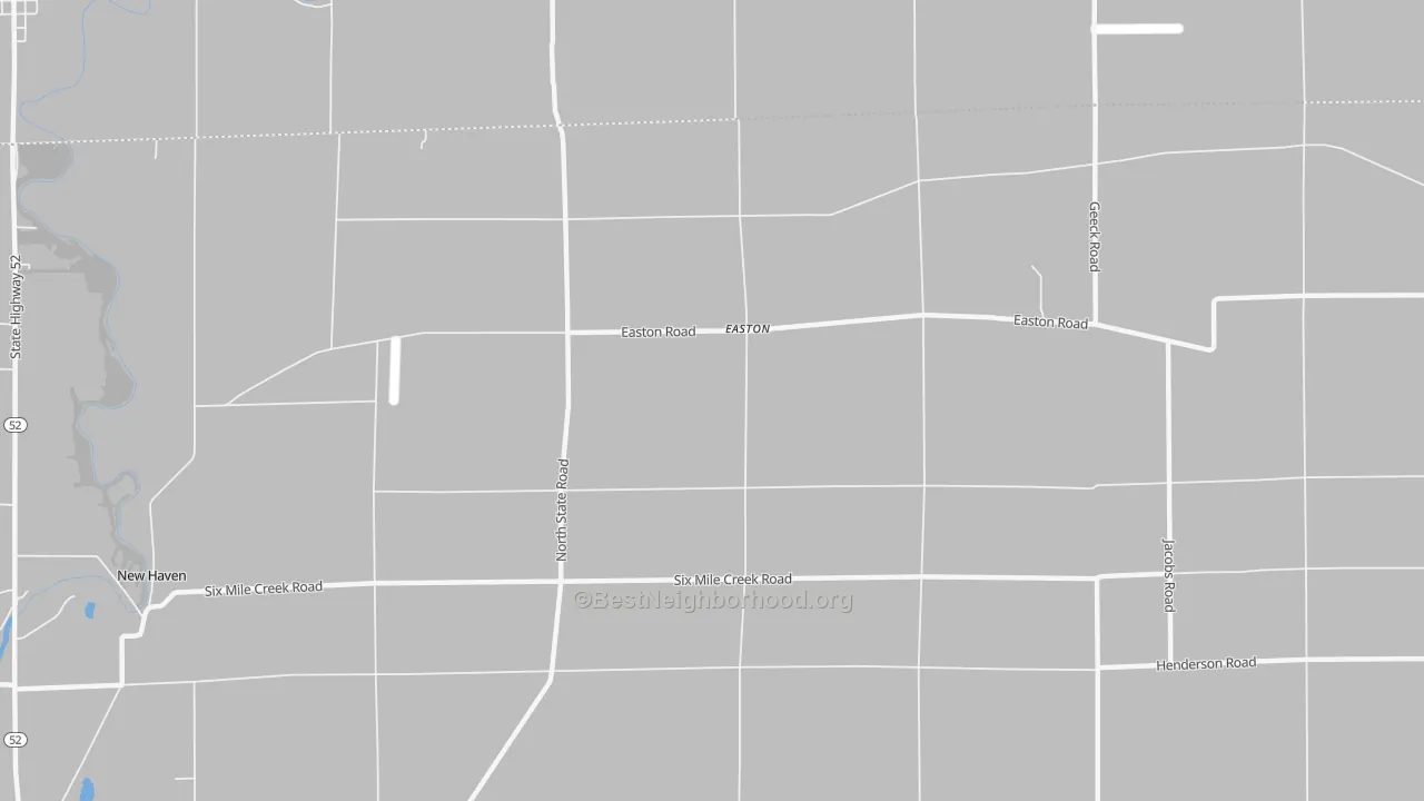 Walk Grade map of Easton, MI, walkable areas in green and car-dependent areas in red