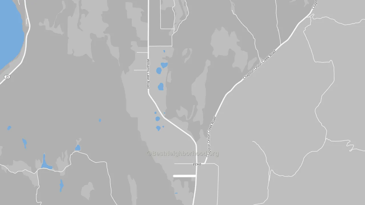 Walk Grade map of Echo, WA, walkable areas in green and car-dependent areas in red