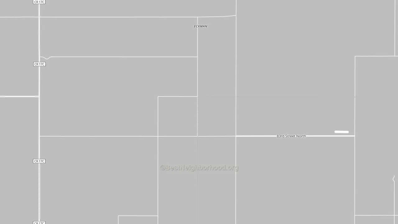 Walk Grade map of Eckman, ND, walkable areas in green and car-dependent areas in red