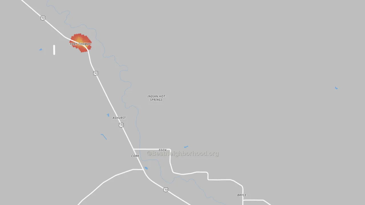 Walk Grade map of Eden, AZ, walkable areas in green and car-dependent areas in red