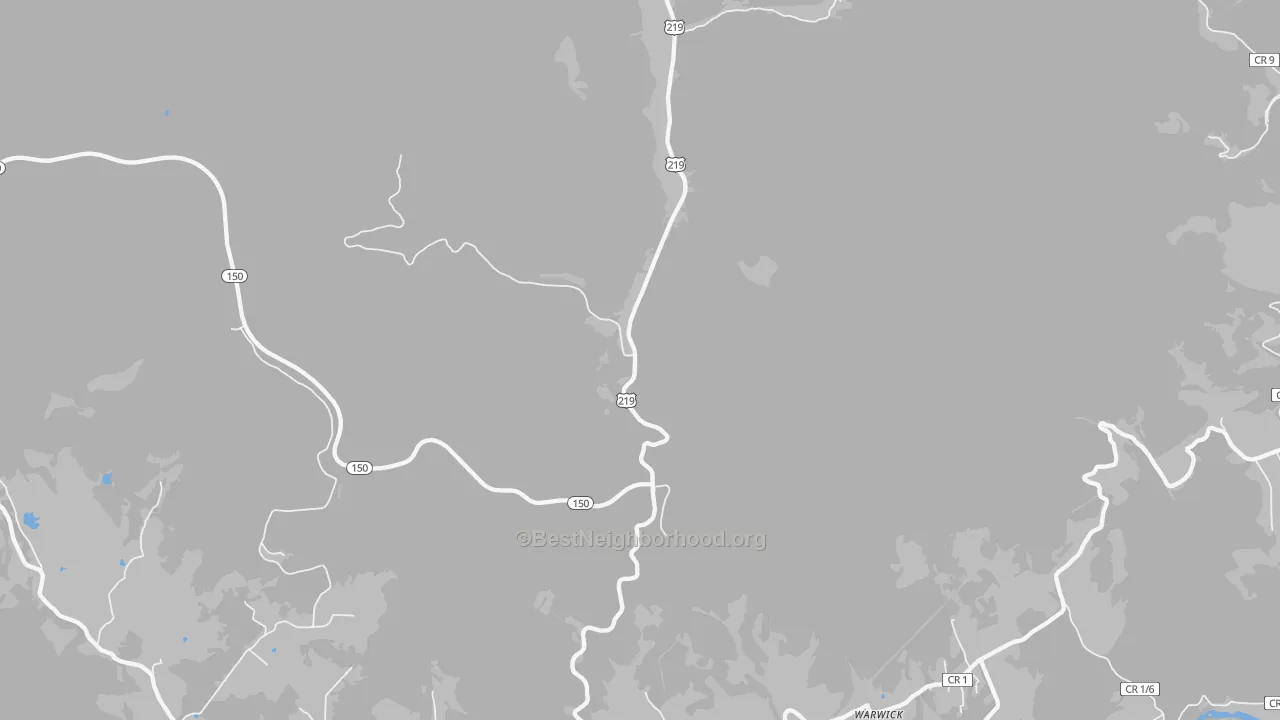 Walk Grade map of Edray, WV, walkable areas in green and car-dependent areas in red