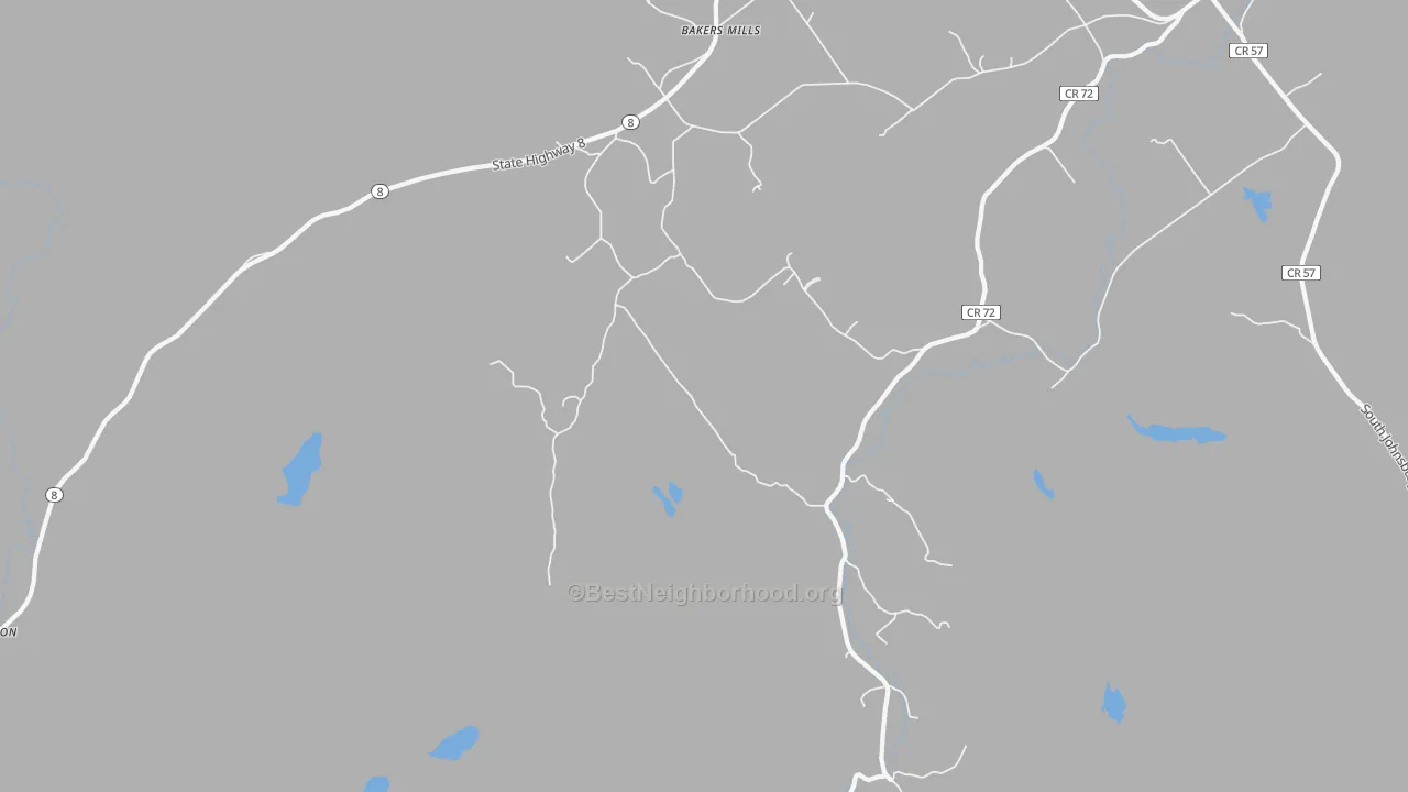 Walk Grade map of Edwards Hill, NY, walkable areas in green and car-dependent areas in red