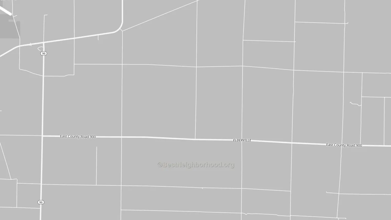Walk Grade map of Elderville, IL, walkable areas in green and car-dependent areas in red