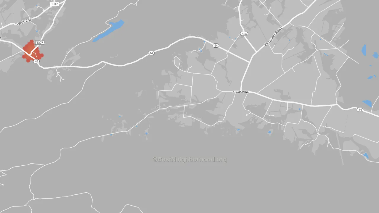 Walk Grade map of Elimsport, PA, walkable areas in green and car-dependent areas in red