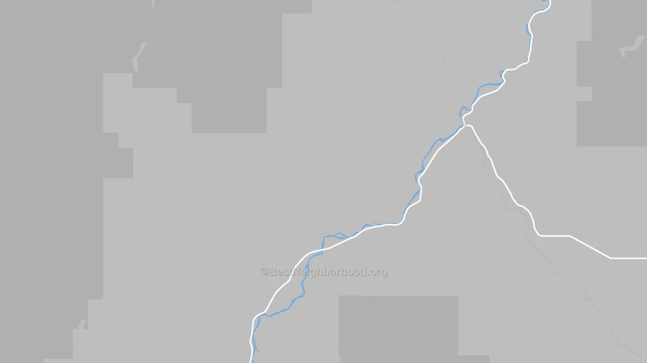 Walk Grade map of Ellis, ID, walkable areas in green and car-dependent areas in red
