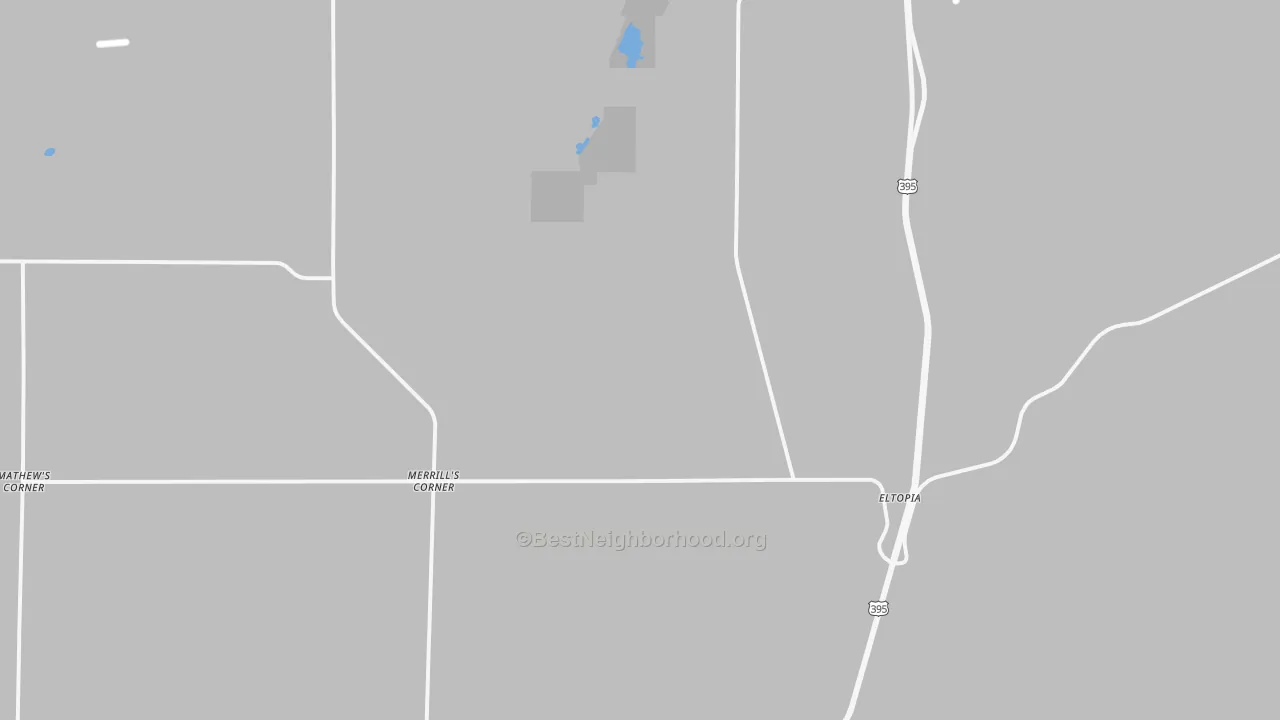 Walk Grade map of Eltopia, WA, walkable areas in green and car-dependent areas in red