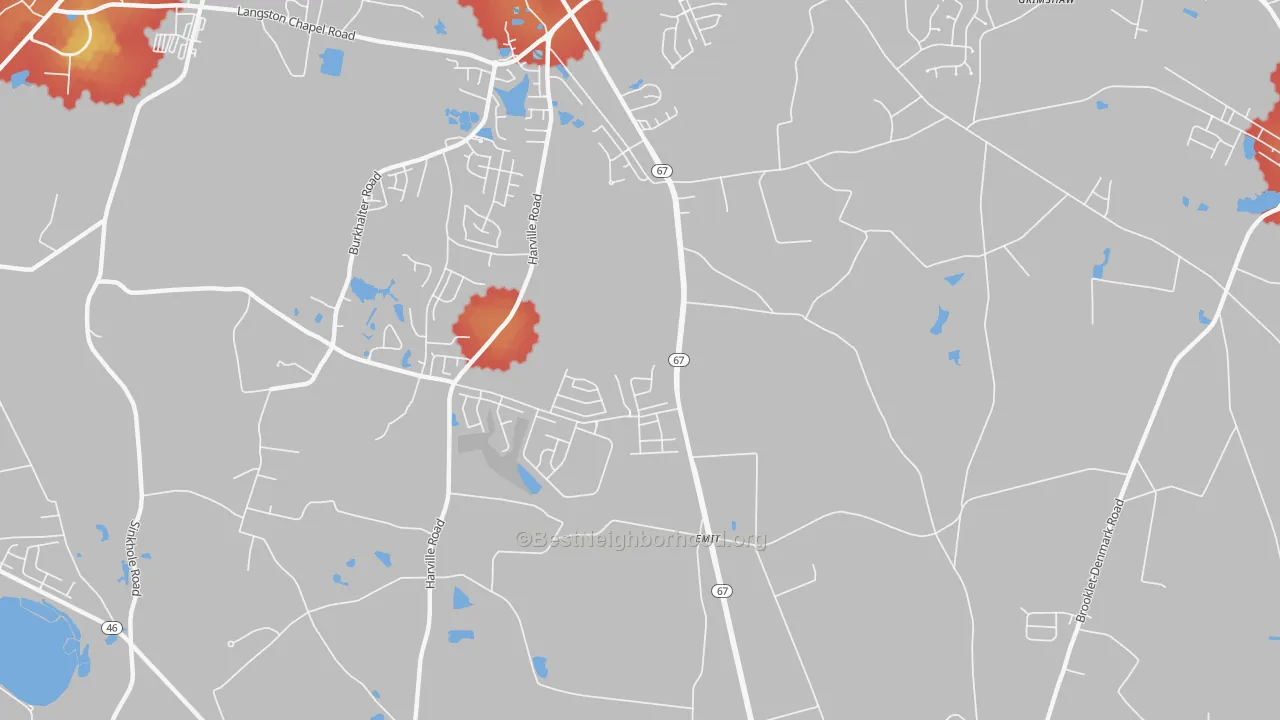 Walk Grade map of Emit, GA, walkable areas in green and car-dependent areas in red