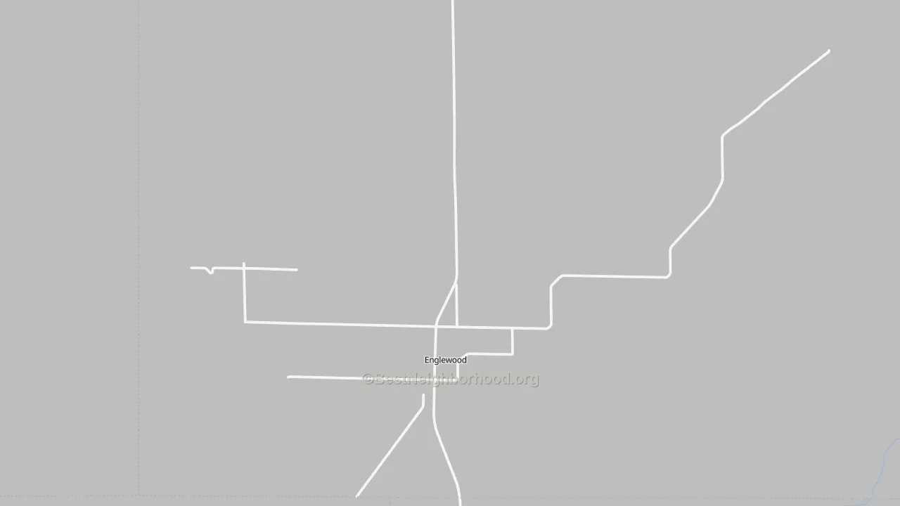 Walk Grade map of Englewood, KS, walkable areas in green and car-dependent areas in red