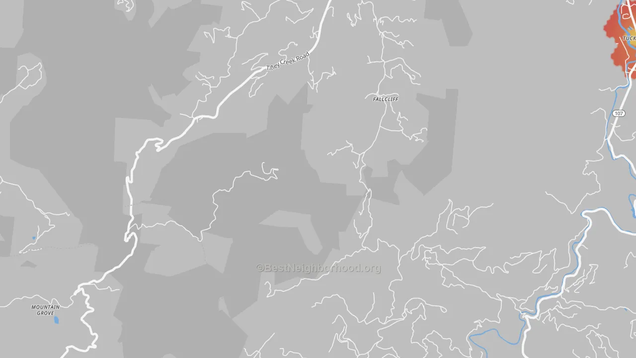 Walk Grade map of Erastus, NC, walkable areas in green and car-dependent areas in red