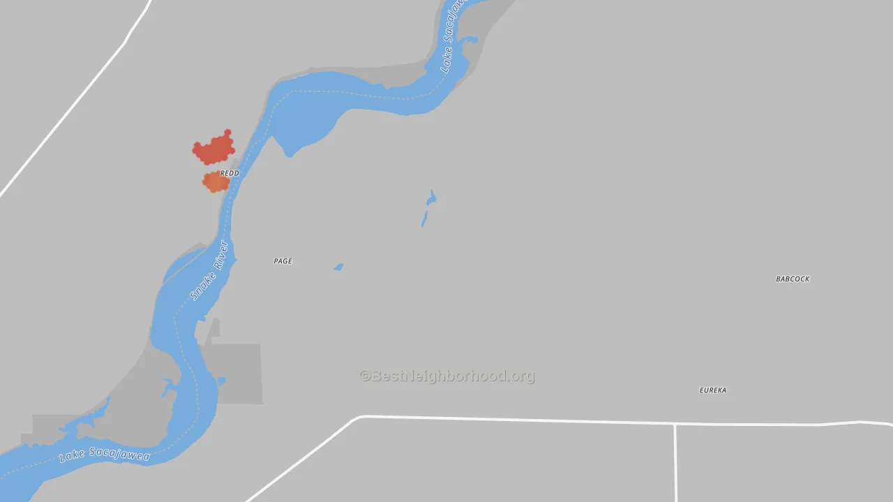 Walk Grade map of Eureka, WA, walkable areas in green and car-dependent areas in red