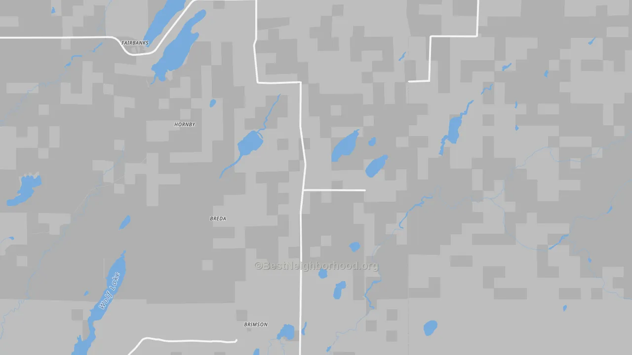 Walk Grade map of Fairbanks, MN, walkable areas in green and car-dependent areas in red