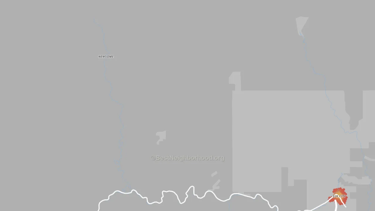 Walk Grade map of Fenn, ID, walkable areas in green and car-dependent areas in red