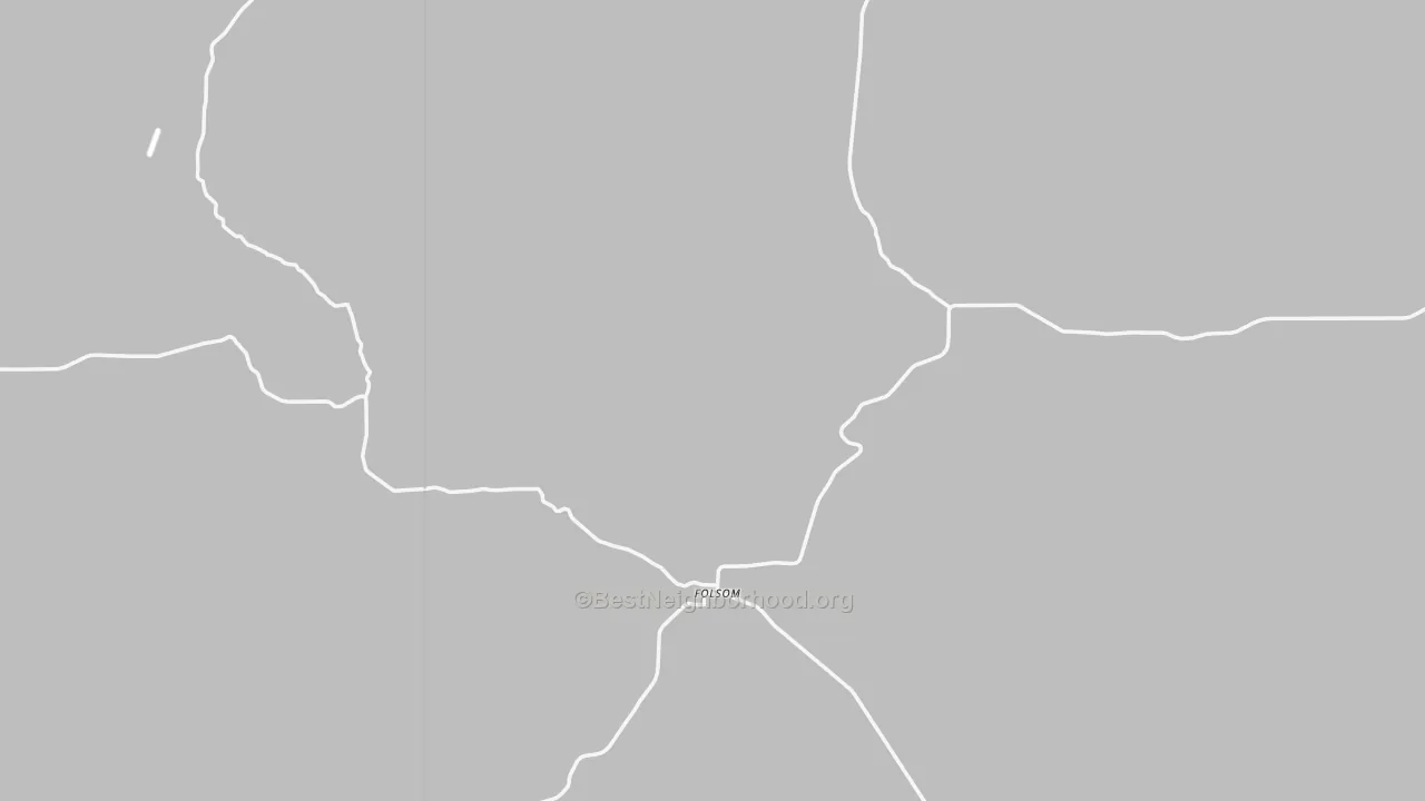 Walk Grade map of Folsom, NM, walkable areas in green and car-dependent areas in red
