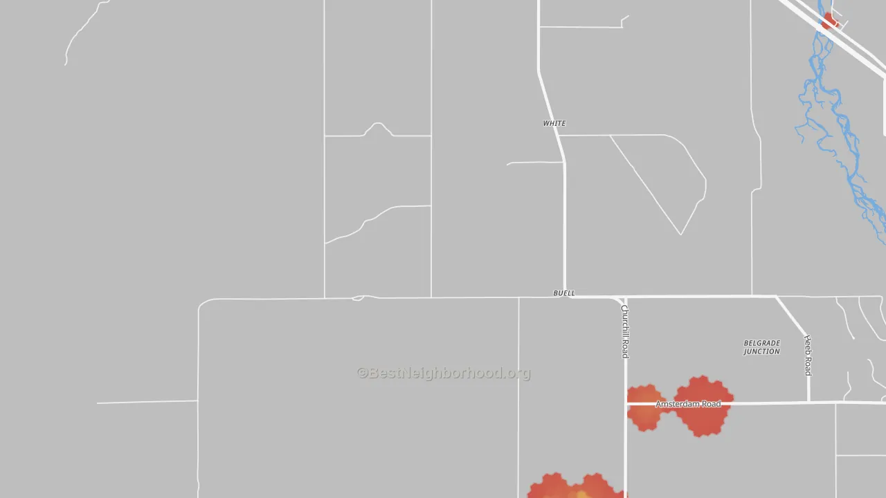 Walk Grade map of Francis, MT, walkable areas in green and car-dependent areas in red