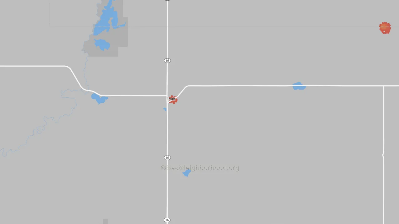 Walk Grade map of Froid, MT, walkable areas in green and car-dependent areas in red