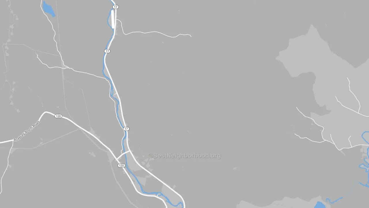 Walk Grade map of Frye, ME, walkable areas in green and car-dependent areas in red