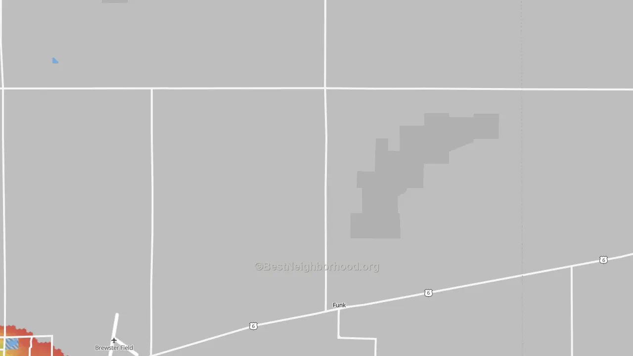 Walk Grade map of Funk, NE, walkable areas in green and car-dependent areas in red