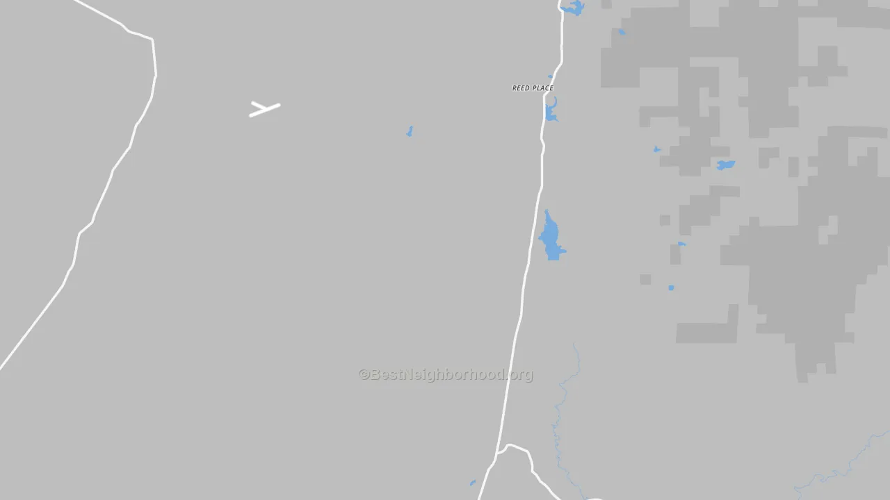 Walk Grade map of Garrett, WY, walkable areas in green and car-dependent areas in red