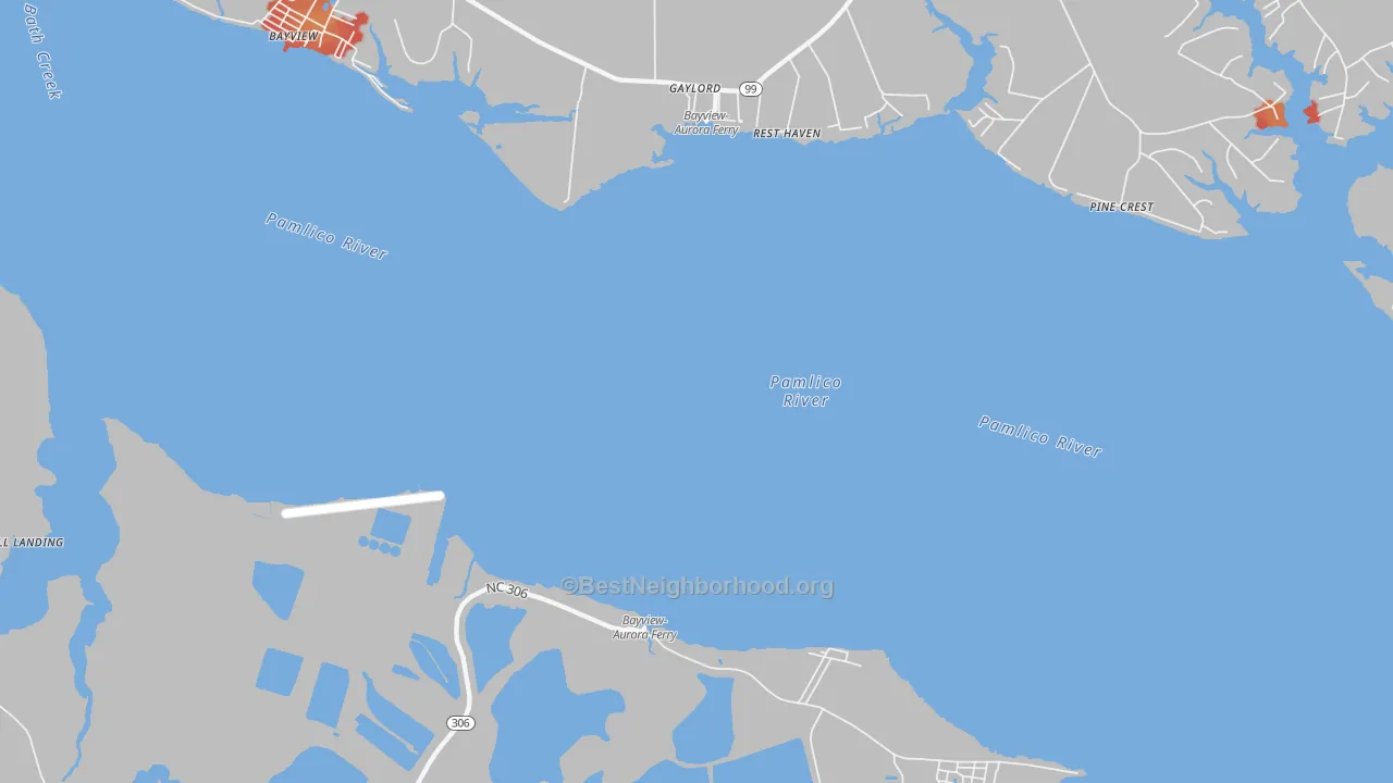 Walk Grade map of Gaylord, NC, walkable areas in green and car-dependent areas in red