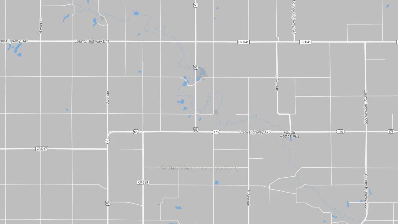 Walk Grade map of Gifford, IA, walkable areas in green and car-dependent areas in red