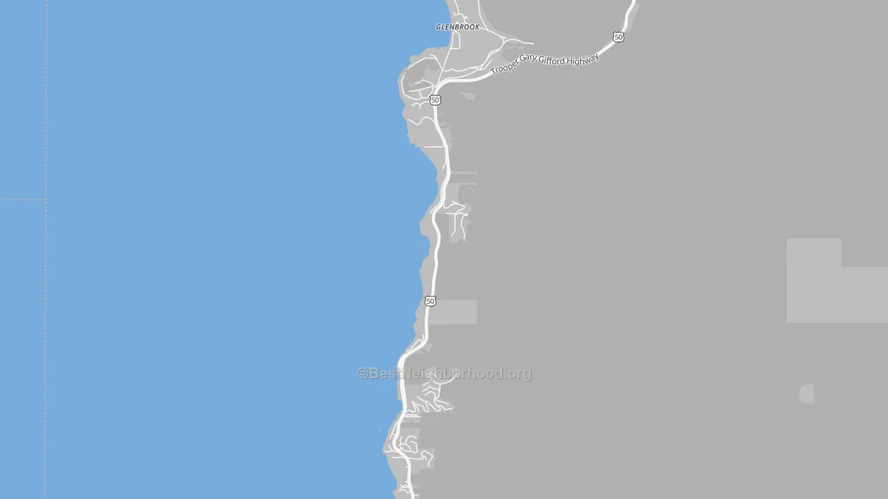 Walk Grade map of Glenbrook, NV, walkable areas in green and car-dependent areas in red