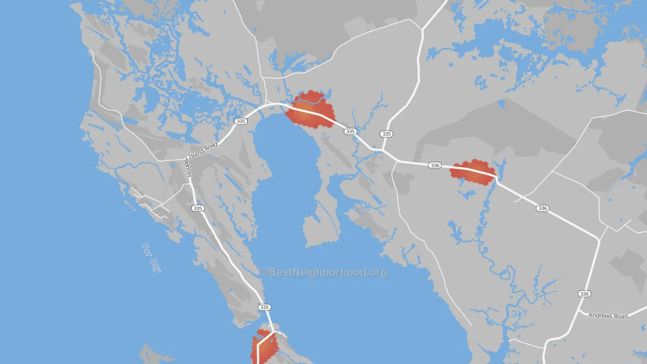 Walk Grade map of Golden Hill, MD, walkable areas in green and car-dependent areas in red