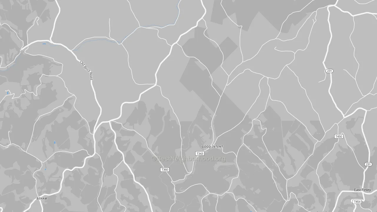 Walk Grade map of Good Intent, PA, walkable areas in green and car-dependent areas in red