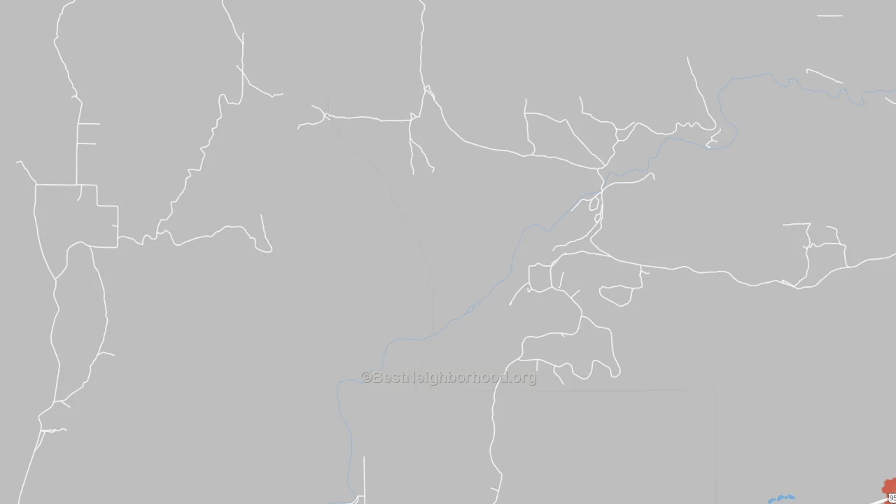 Walk Grade map of Goodrich, ID, walkable areas in green and car-dependent areas in red
