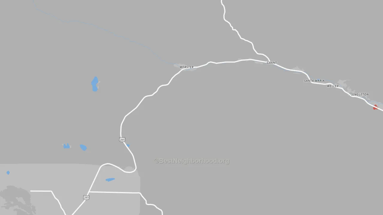 Walk Grade map of Grant, CO, walkable areas in green and car-dependent areas in red