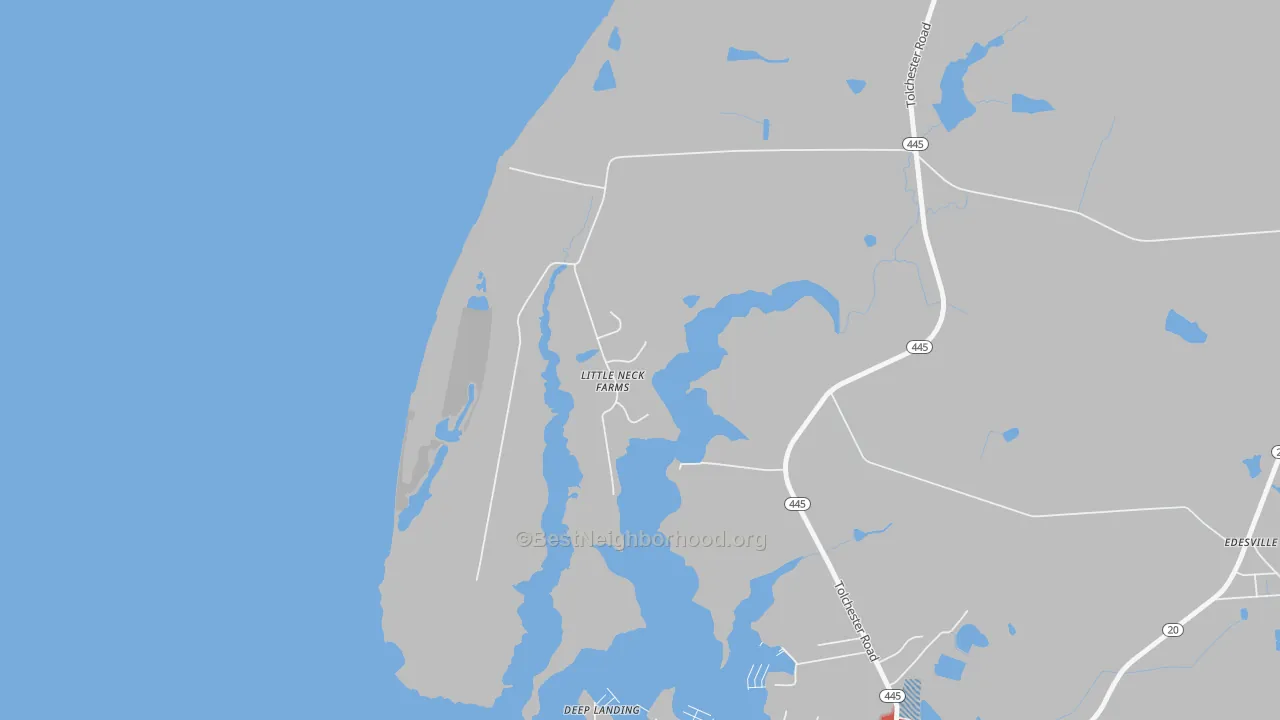 Walk Grade map of Gratitude, MD, walkable areas in green and car-dependent areas in red