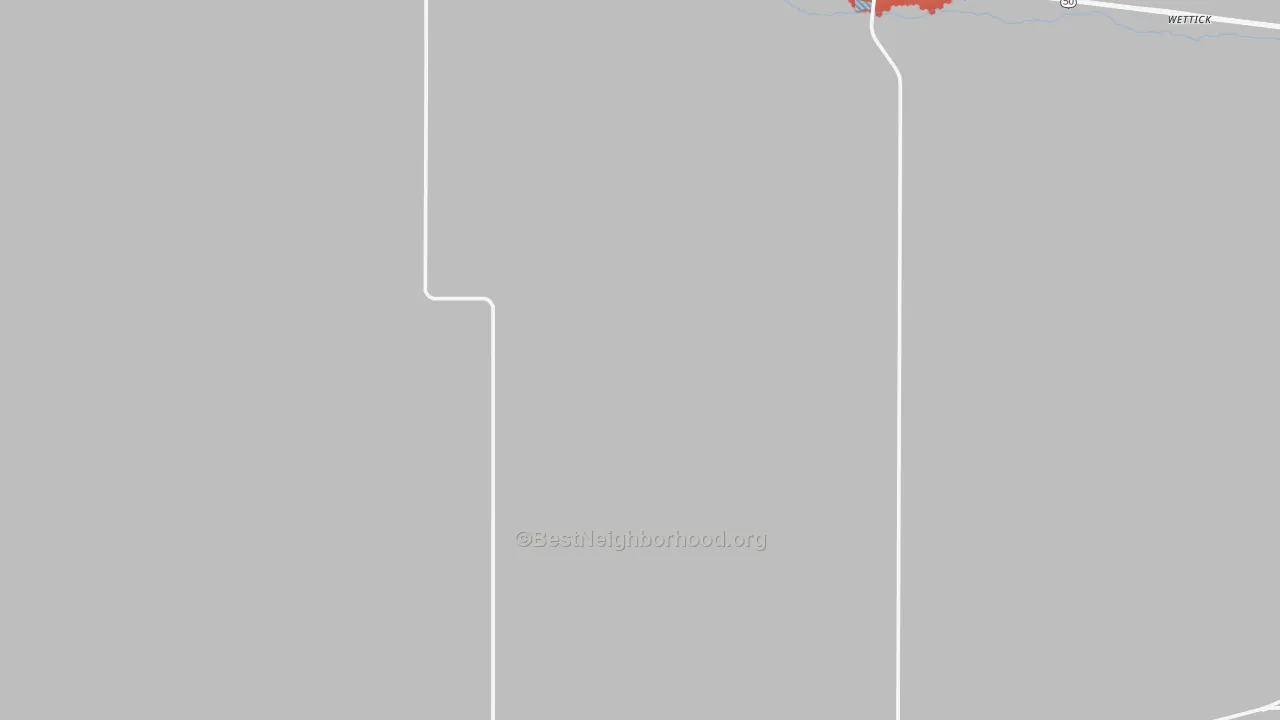 Walk Grade map of Gray County, KS, walkable areas in green and car-dependent areas in red