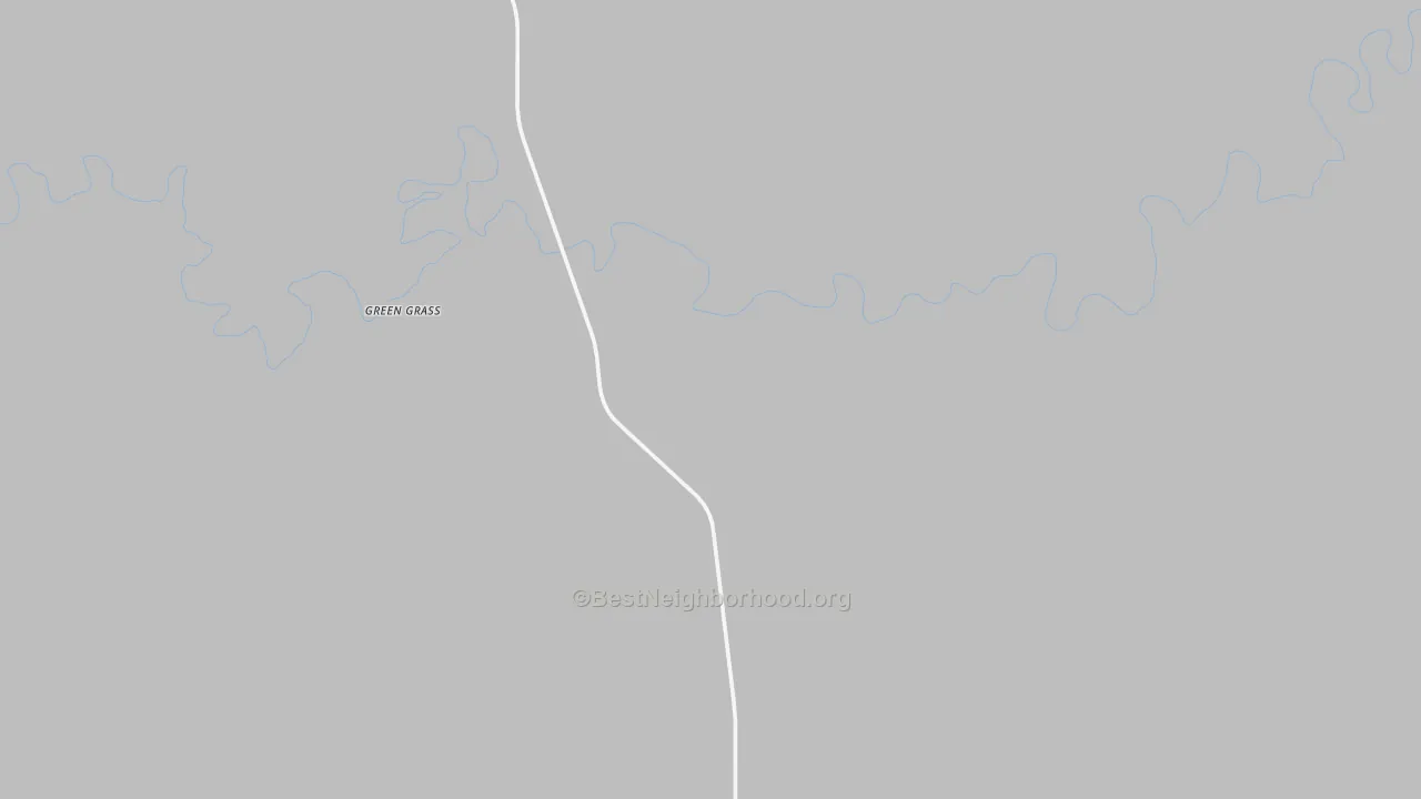 Walk Grade map of Green Grass, SD, walkable areas in green and car-dependent areas in red