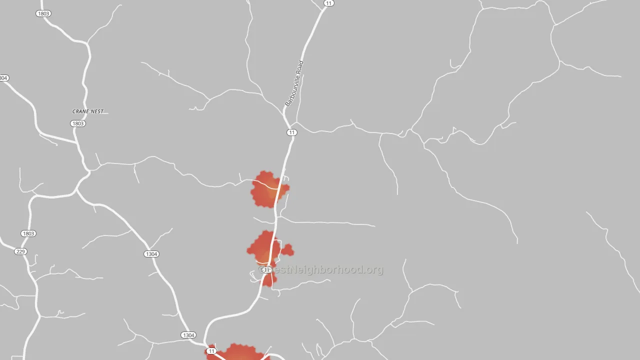 Walk Grade map of Green Road, KY, walkable areas in green and car-dependent areas in red
