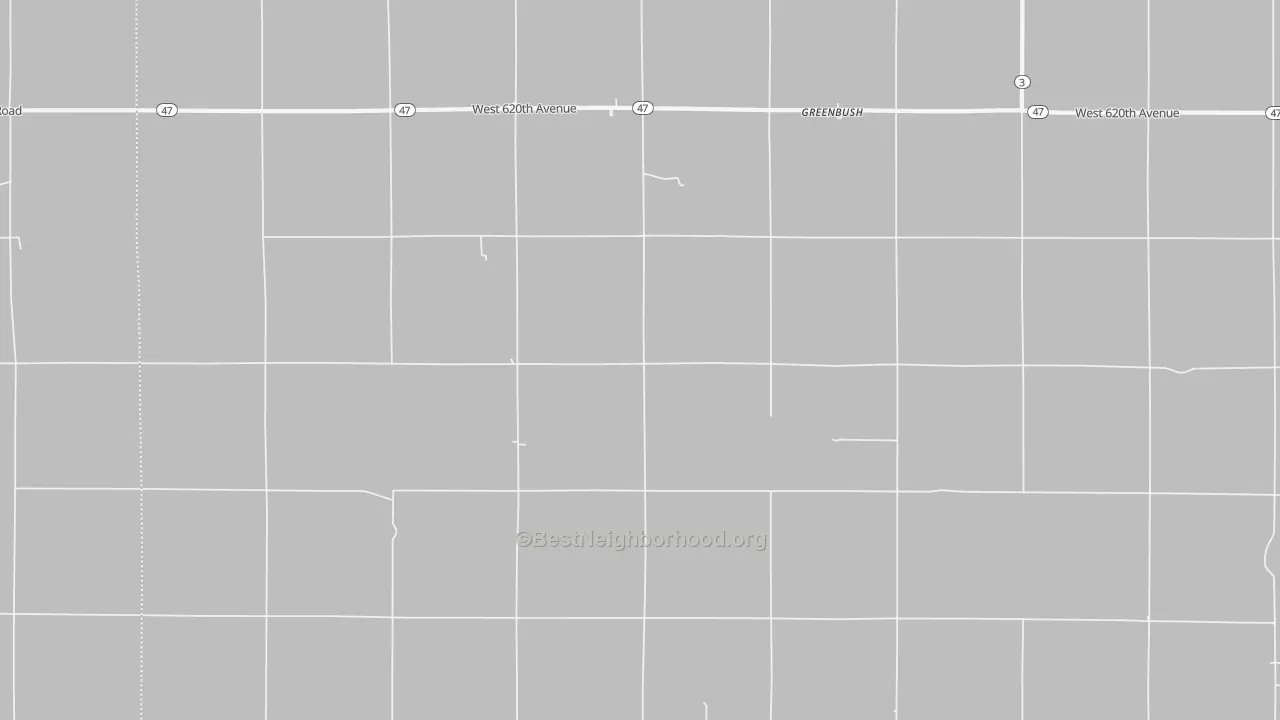 Walk Grade map of Greenbush, KS, walkable areas in green and car-dependent areas in red