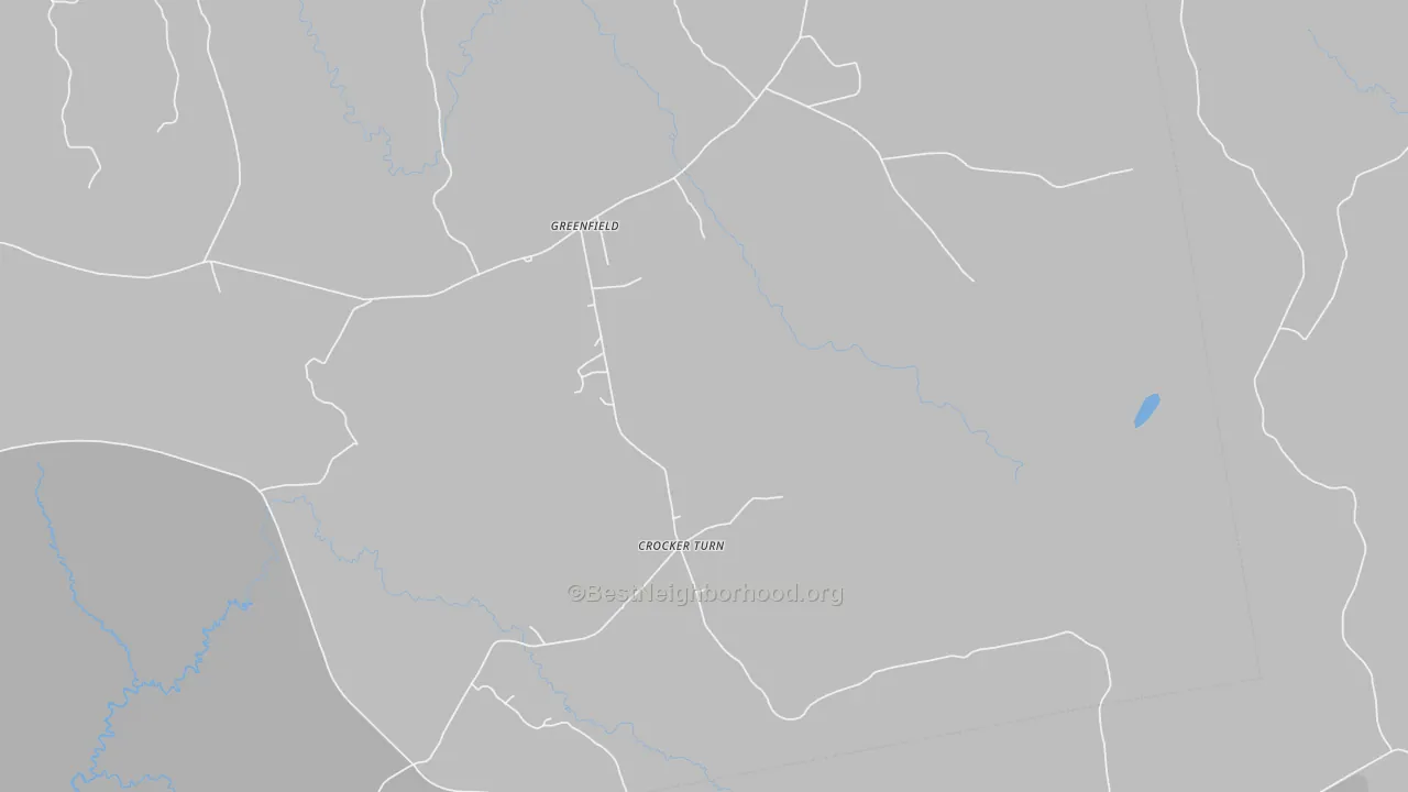 Walk Grade map of Greenfield, ME, walkable areas in green and car-dependent areas in red