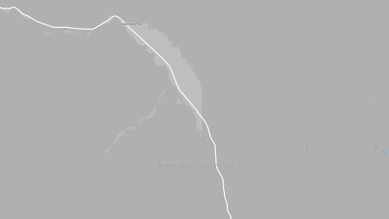 Walk Grade map of Greenwater, WA, walkable areas in green and car-dependent areas in red