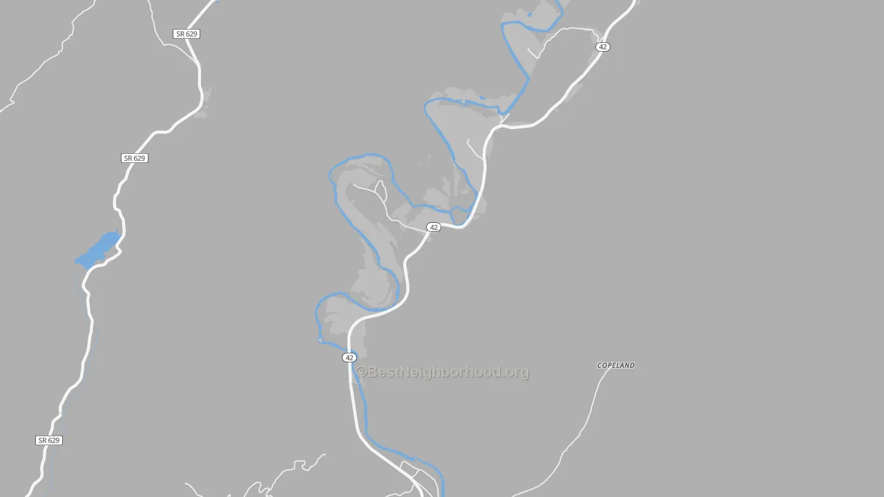Walk Grade map of Griffith, VA, walkable areas in green and car-dependent areas in red
