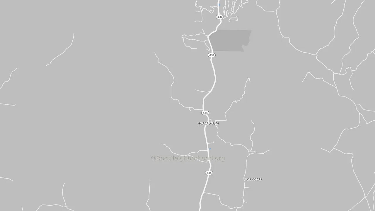 Walk Grade map of Guadalupita, NM, walkable areas in green and car-dependent areas in red