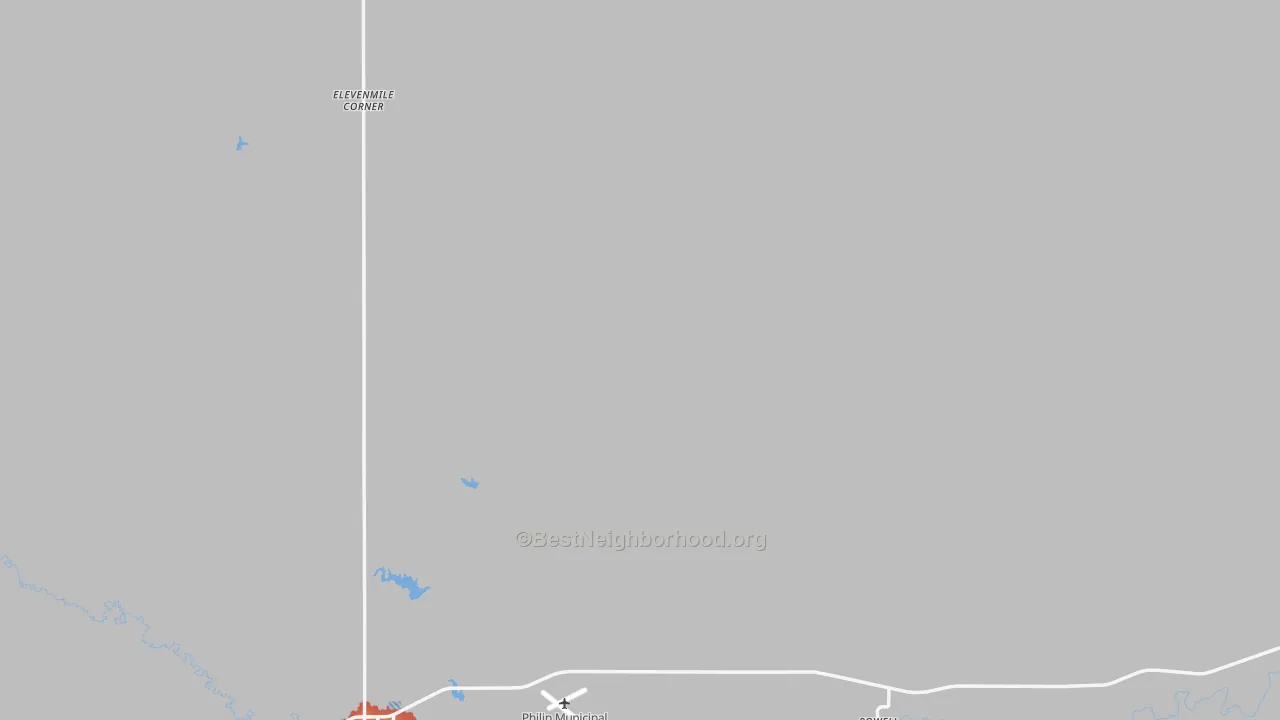 Walk Grade map of Haakon County, SD, walkable areas in green and car-dependent areas in red