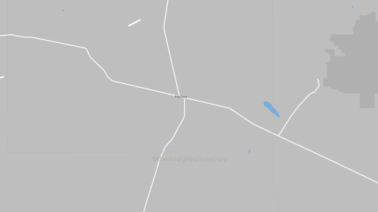 Walk Grade map of Hachita, NM, walkable areas in green and car-dependent areas in red