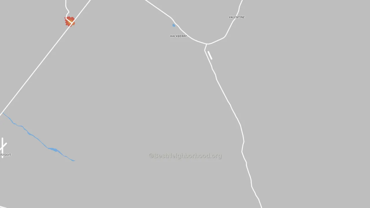 Walk Grade map of Hackberry, AZ, walkable areas in green and car-dependent areas in red