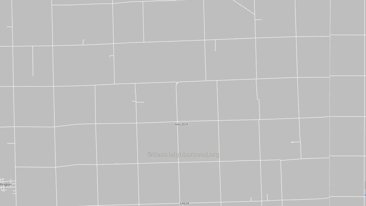 Walk Grade map of Hallock, IL, walkable areas in green and car-dependent areas in red