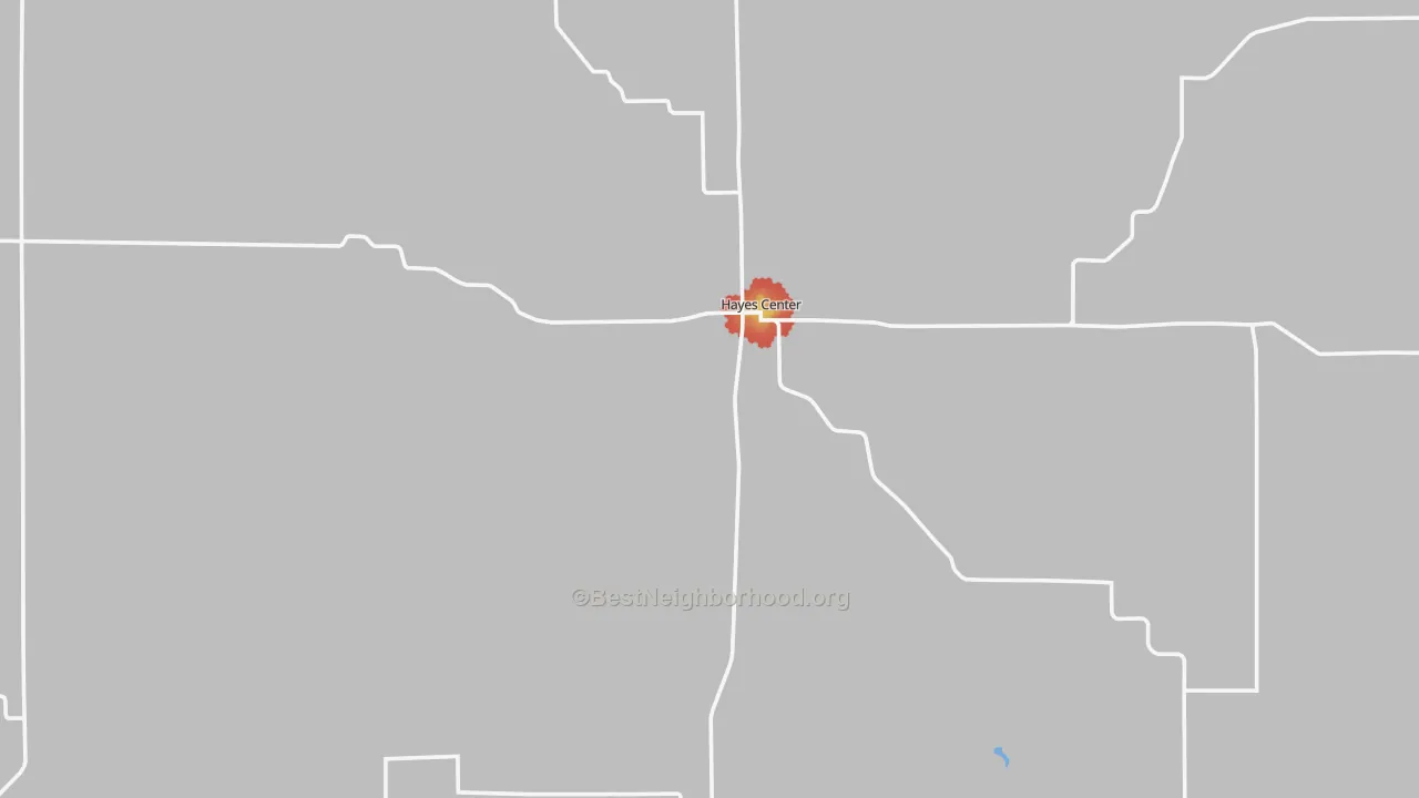 Walk Grade map of Hamlet, NE, walkable areas in green and car-dependent areas in red