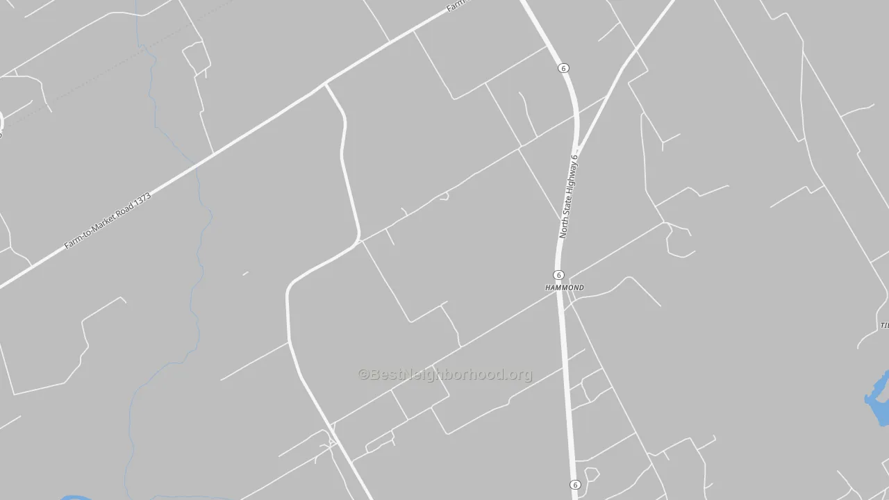 Walk Grade map of Hammond, TX, walkable areas in green and car-dependent areas in red