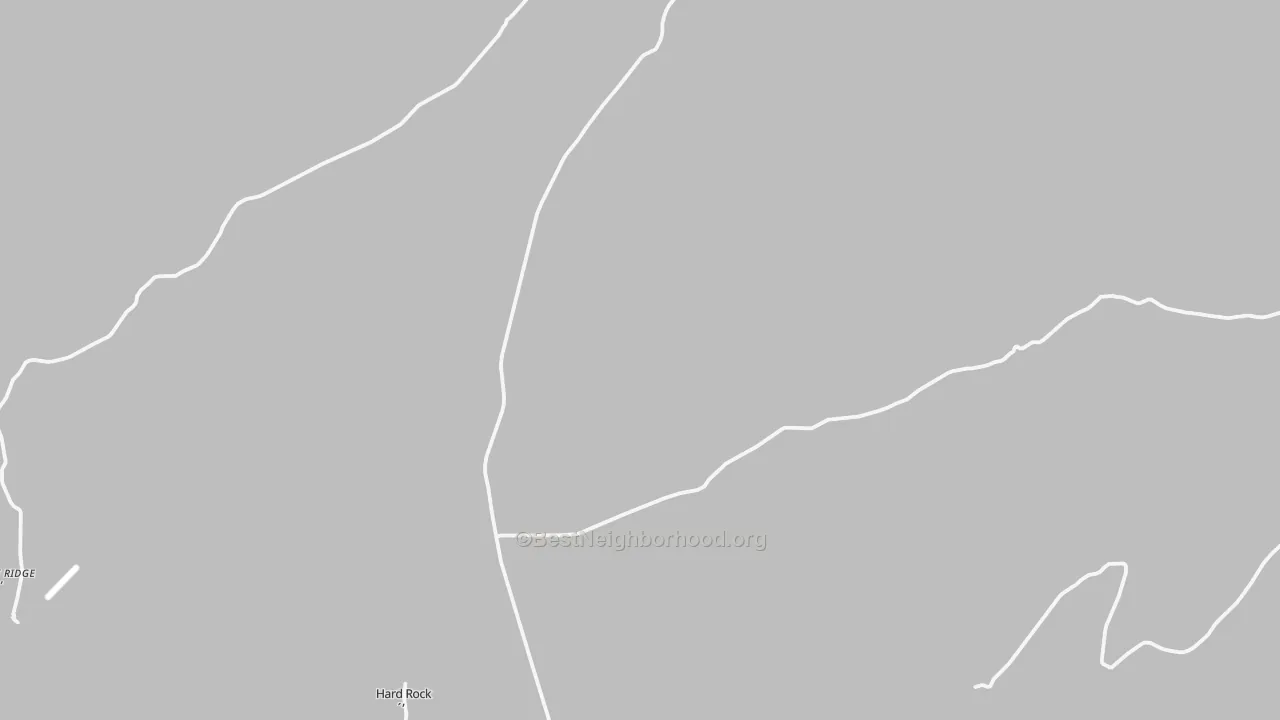 Walk Grade map of Hard Rocks, AZ, walkable areas in green and car-dependent areas in red